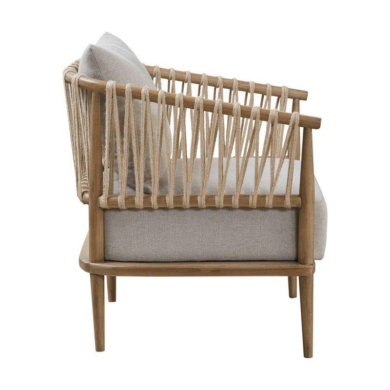 Natural Wood and Jute Rope Barrel Accent Chair