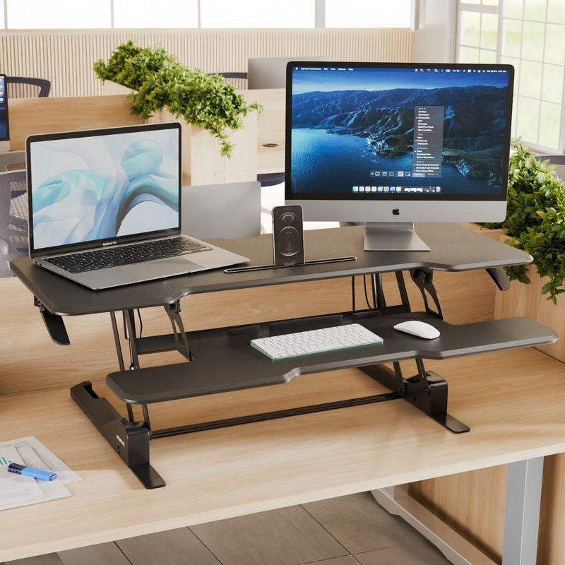 Mount-It! Large Standing Desk Converter with 47" Desktop, Black