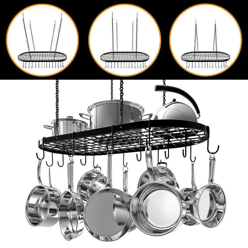 Vdomus 33" x 17" Hanging Pot Rack and Pan Ceiling Rack with 15 Hooks for Kitchen Organization