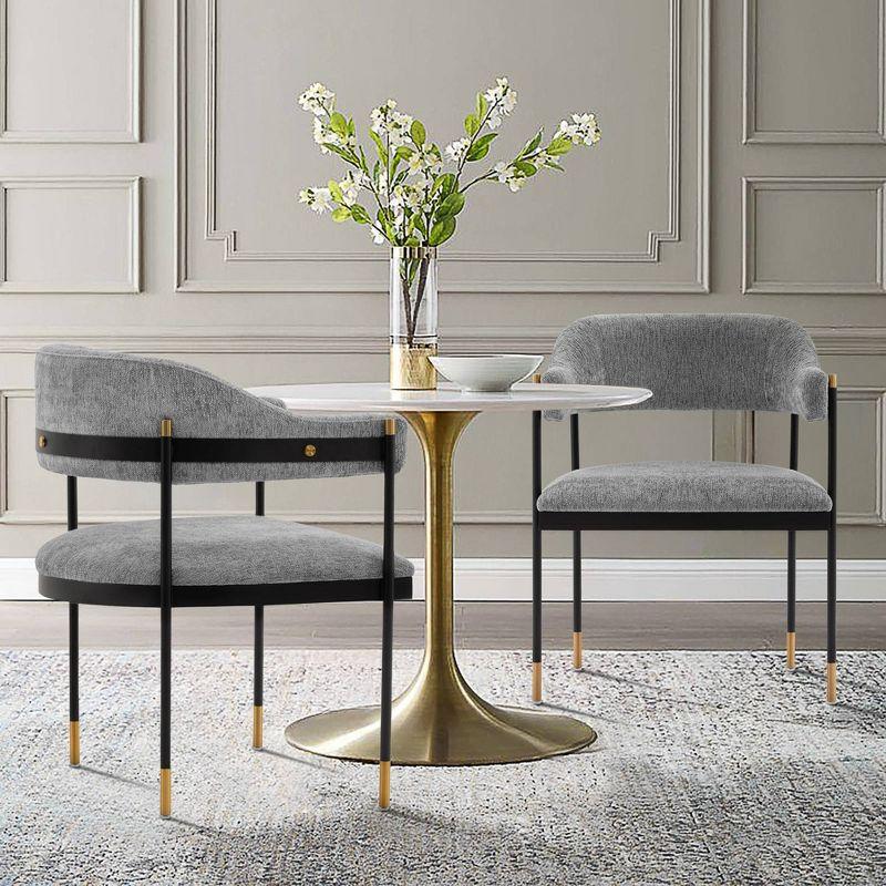 Set of 2 Lia Modern Boucle Dining Armchairs with Brushed Gold Accents - Manhattan Comfort