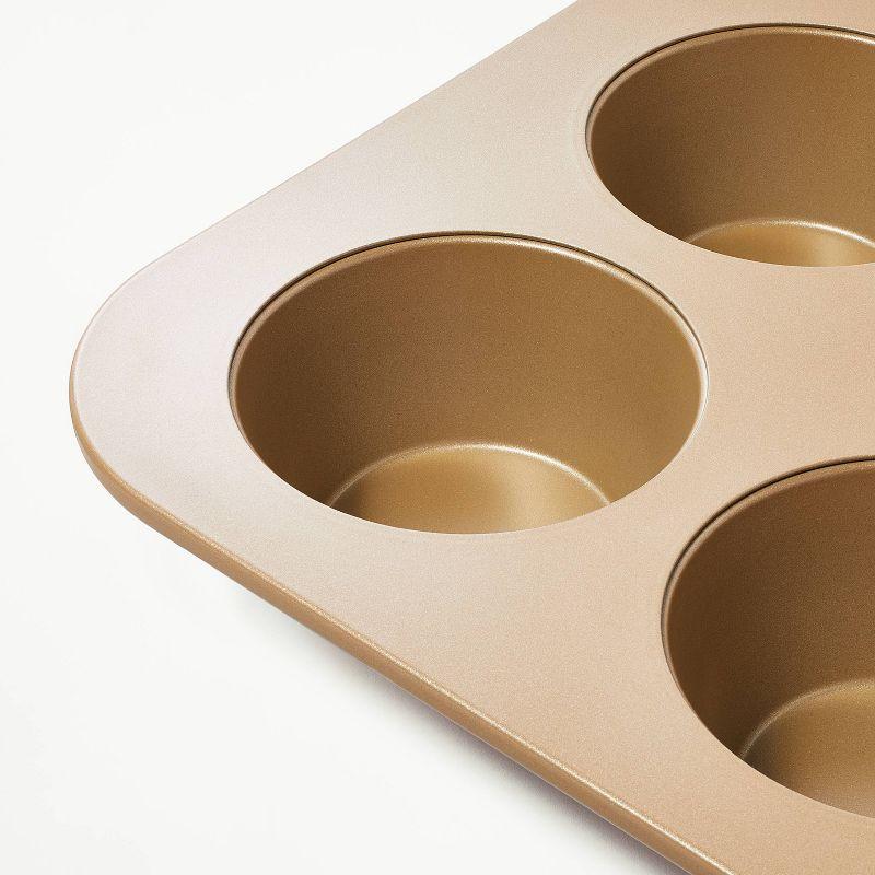 6ct Nonstick Aluminized Steel Jumbo Muffin Pan Gold - Figmint™