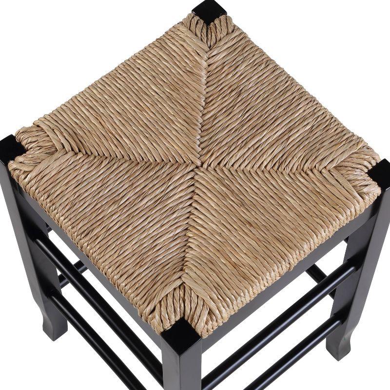 Elegant Rush Sea Grass 29" Backless Black Hardwood Stool