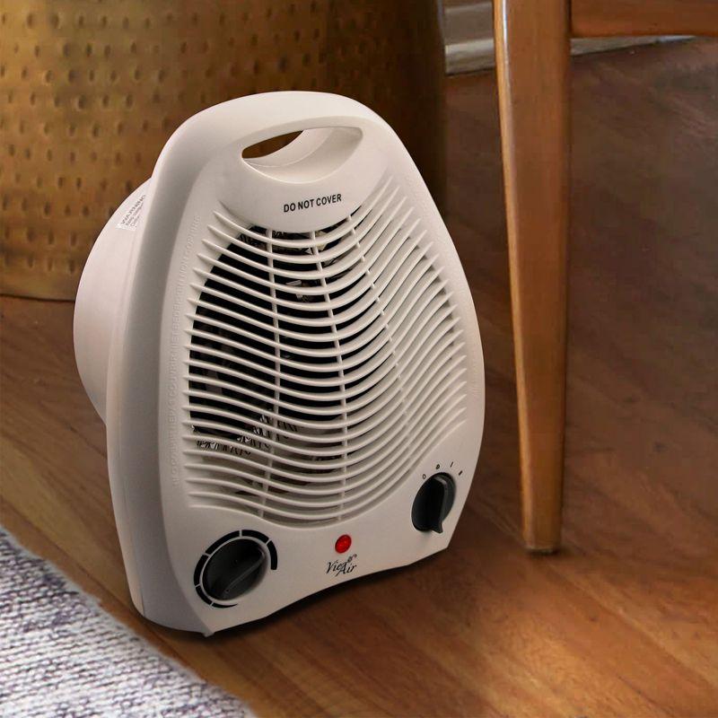 Vie Air 1500W Portable 2-Settings White Home Fan Heater with Adjustable Thermostat