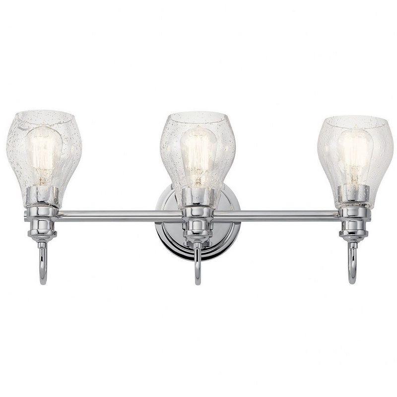 Greenbrier 23.75" Chrome Vanity Light with Clear Seeded Glass Shades