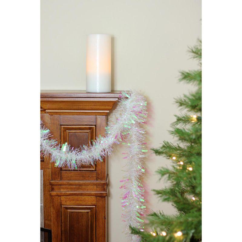 Northlight 50' x 4" Unlit White Iridescent Wide Cut Tinsel Christmas Garland