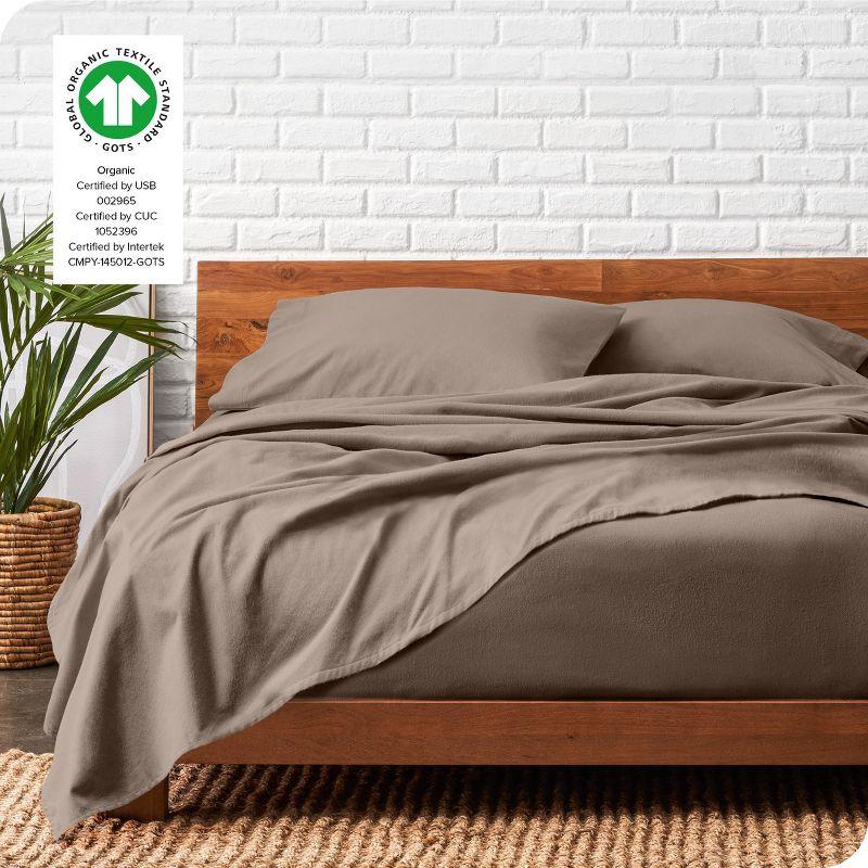 Taupe Organic Flannel Twin XL Sheet Set by Bare Home
