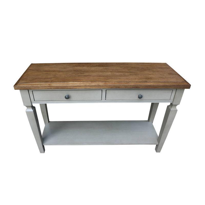 Vista Hickory Stone Finish Solid Wood Console Table with Storage