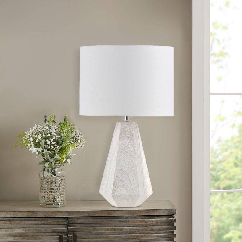 Ink+Ivy 13"x23" Flinn Table Lamp: Resin, Faux Wood, Drum Shade, UL Listed, LED Included