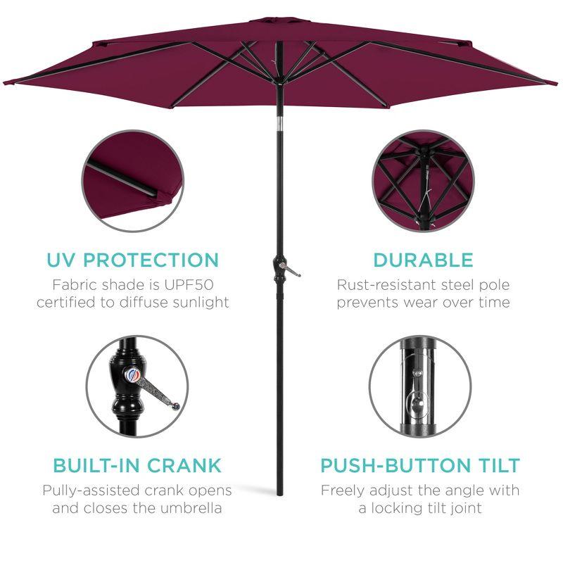 Best Choice Products 10ft Outdoor Steel Market Patio Umbrella w/ Crank, Tilt Push Button, 6 Ribs