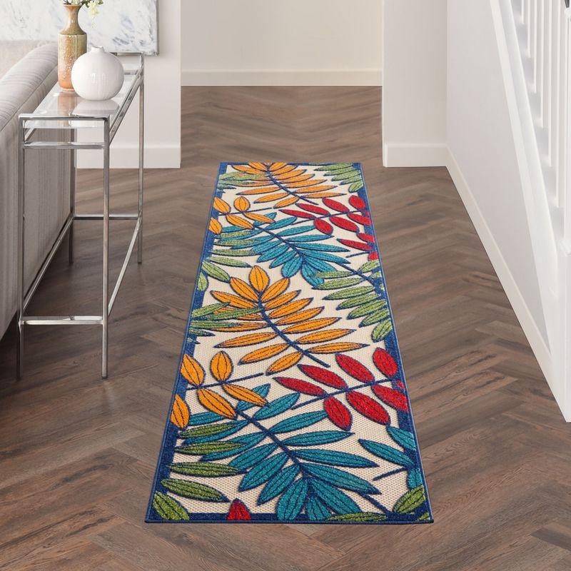 Nourison Aloha Floral Leaf Flatweave High-Low Indoor Outdoor Runner Rug Multicolor 2'3" x 10'