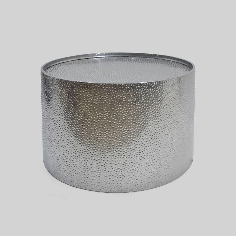 Braeburn Modern Round Coffee Table Silver - Christopher Knight Home: Hammered Texture, Iron Frame, No Assembly Required