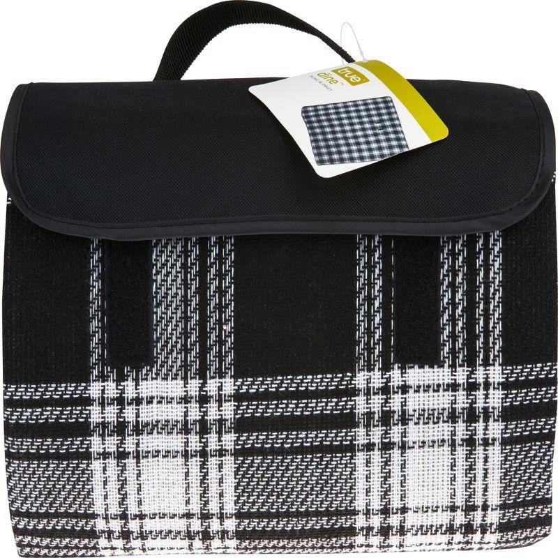 True Dine Picnic Blanket in Black Plaid, 4.5ft x 5ft (54in x 60in) Picnic Blankets Waterproof Foldable, Outdoor Gifts, Picnic Accessories, Set of 1