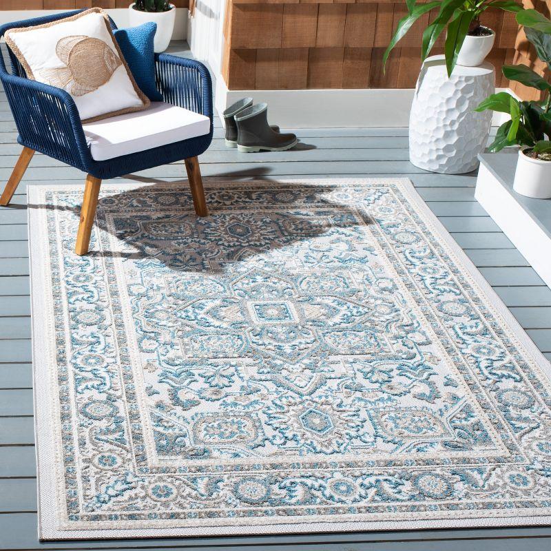 Cabana Geometric Navy & Grey Rectangular Synthetic Area Rug