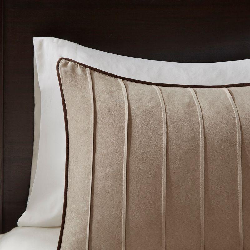 Beige and Brown Reversible Microsuede Queen Comforter Set