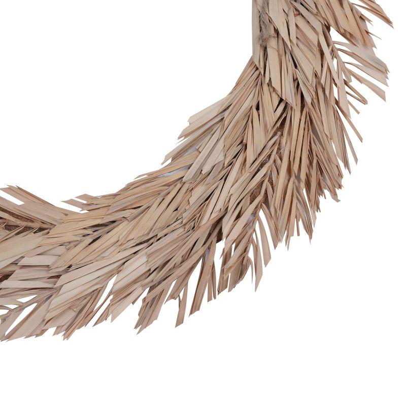 Vickerman Natural Botanicals 24" Bleached Canna Leaf Wreath. This wreath measures 24 inches in diameter. It features bleached canna leaves on a coco