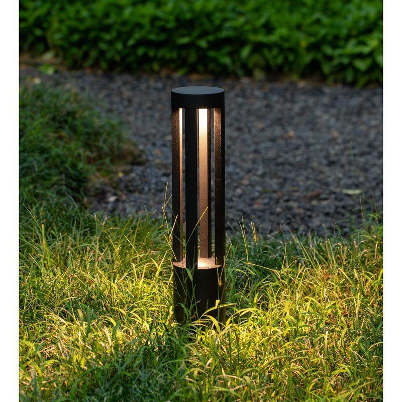 Gardenised Black Integrated LED Metal Bollard Light