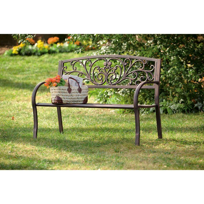 Evergreen Blooming Garden Metal Bench