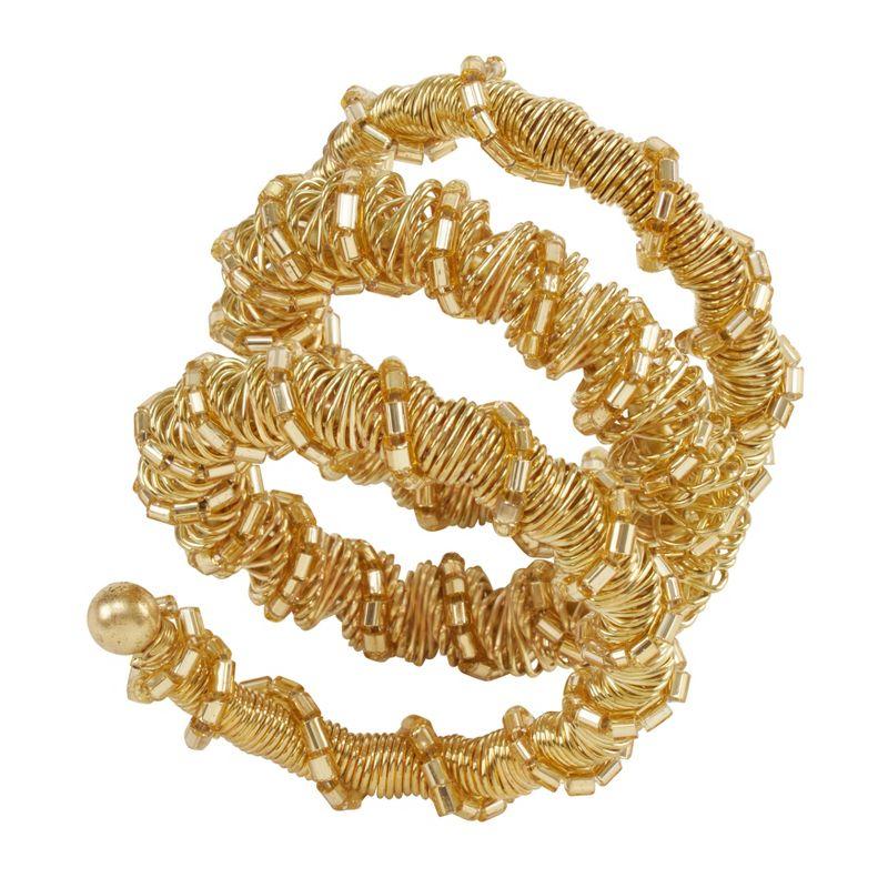 Gold Spiral Glass Beaded Napkin Rings Set of 4