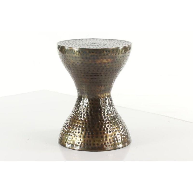 Modern Hourglass Hammered Metal Accent Table Silver - Olivia & May: Industrial Style, Iron Frame, No Assembly Required