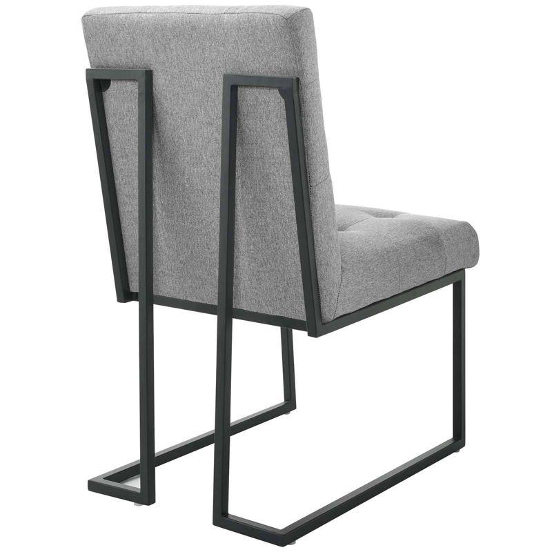 Set of 2 Privy Stainless Steel Upholstered Fabric Dining Chairs - Modway