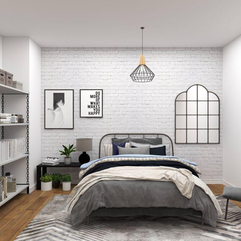 Metal Window Pane Inspired Wall Mirror with Arched Tops and Studs Black - Olivia & May