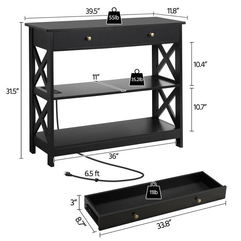 Yaheetech Wooden Console Table Entryway Table with Power Outlet