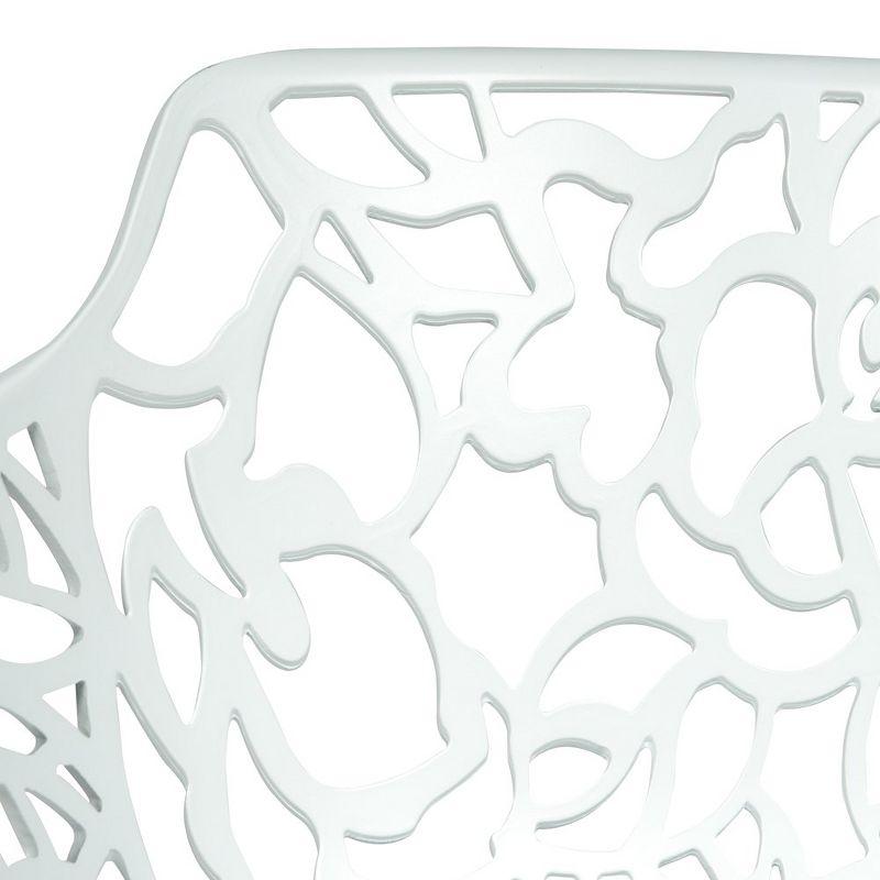 LeisureMod Devon Aluminum Stackable Outdoor Dining Armchair Set of 2, White