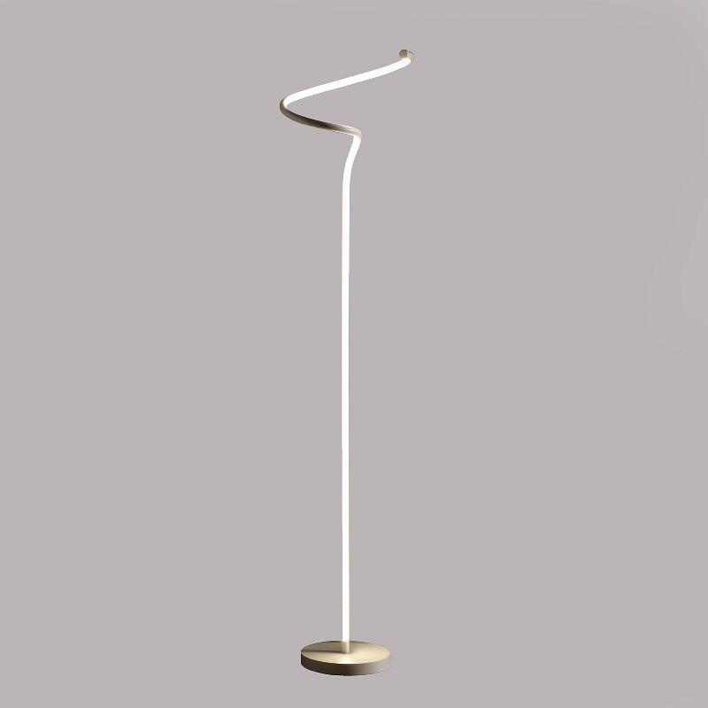 50.75" Modern Metal Spiral Floor Lamp (Includes LED Light Bulb) Silver - Ore International: Acrylic Shade, UL Listed, No Assembly Required