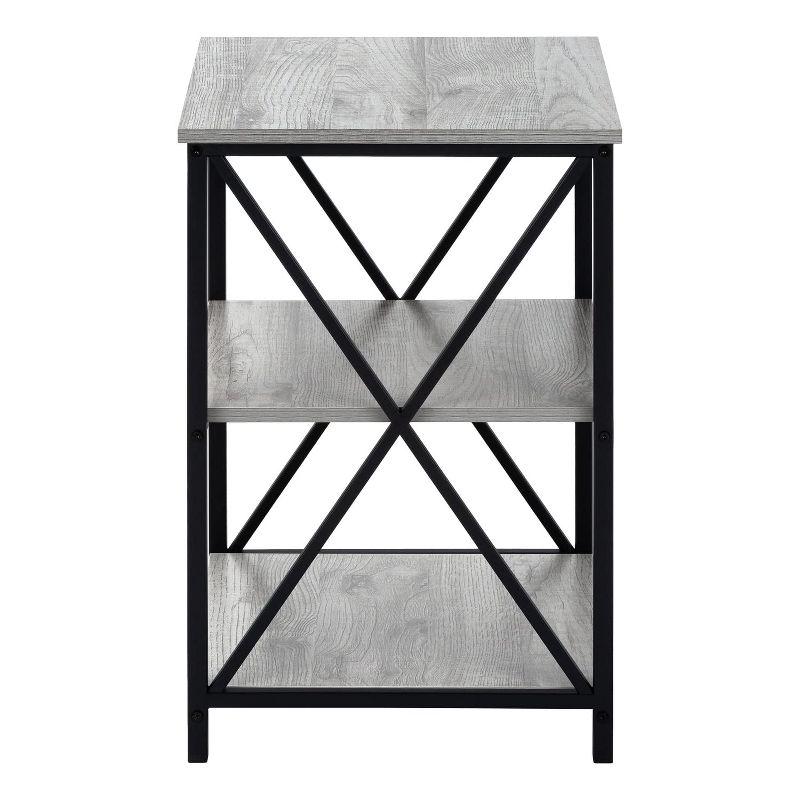 Monarch Specialties Accent Table Side End Nightstand Lamp Living Room Bedroom Metal Laminate Black Contemporary Modern