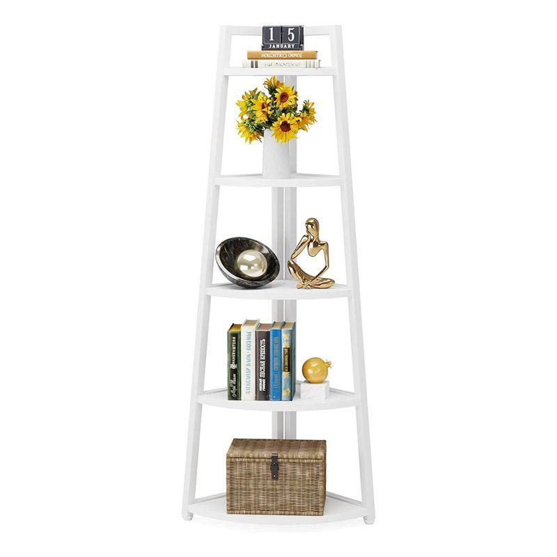 Hommoo 5-Tier Corner Shelf, 70" Tall Corner Ladder Shelf Small Bookshelf