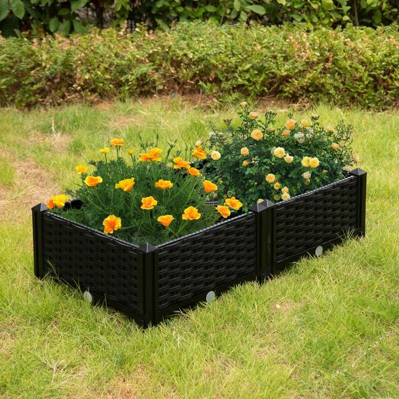 Black Rattan Raised Garden Bed Planter Box