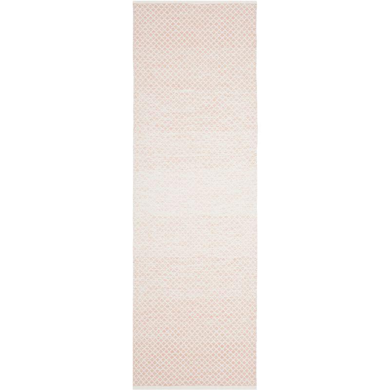 Ivory Flat Woven Cotton Area Rug 27" x 8"