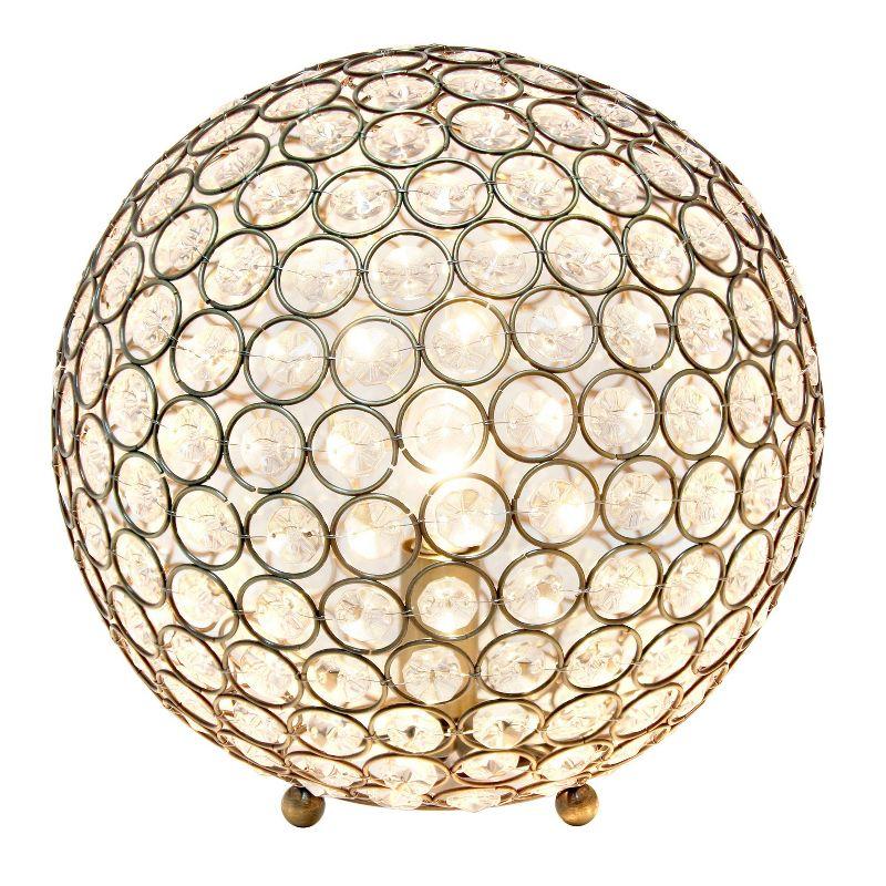 10" Elipse Medium Contemporary Metal Crystal Round Orb Table Lamp Antique Brass Finish - Lalia Home