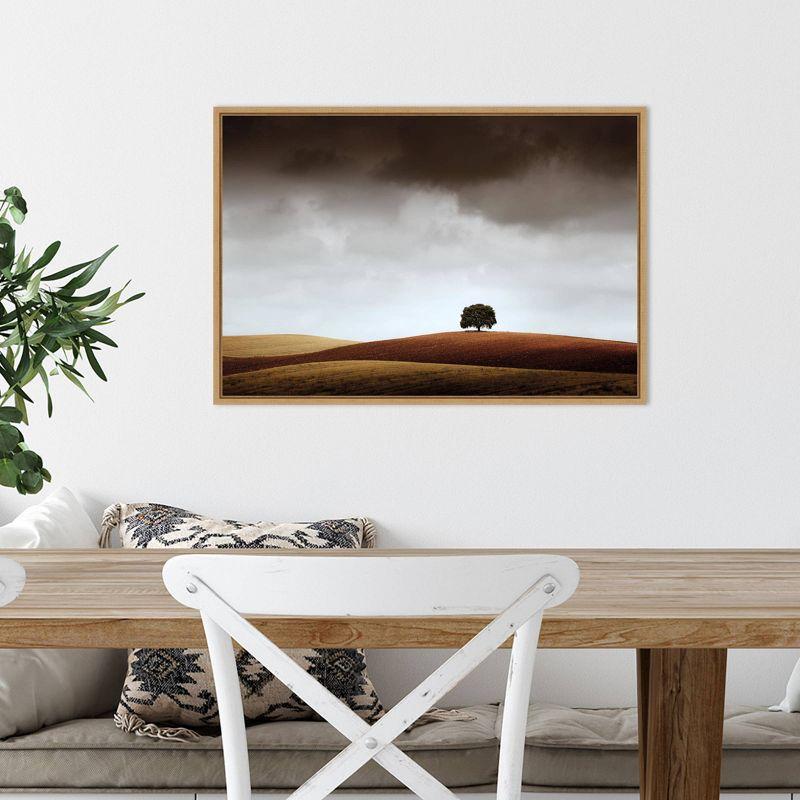 Amanti Art 23" x 16" Distant Tree and Horizon by Alberto Merchan Framed Wall Canvas : Landscape Artwork