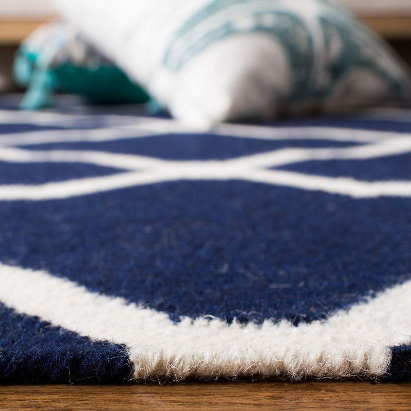 Dhurries DHU634 Hand Woven Area Rug - Navy/Ivory - 5'x8' - Safavieh.