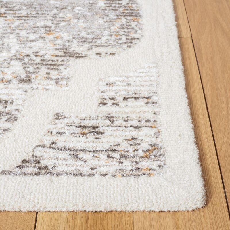 Ivory and Gold Handmade Wool and Viscose Runner Rug