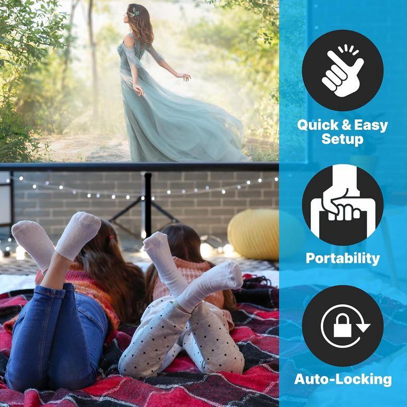 120" Portable Tripod Projector Screen for Presentations with Easy Setup, Indoor/Outdoor Use, Compatible with All Projectors