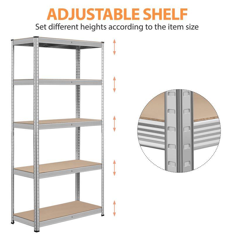 Yaheetech 71in 5-Tier Metal Storage Rack 5 Adjustable Shelves Boltless Shelving