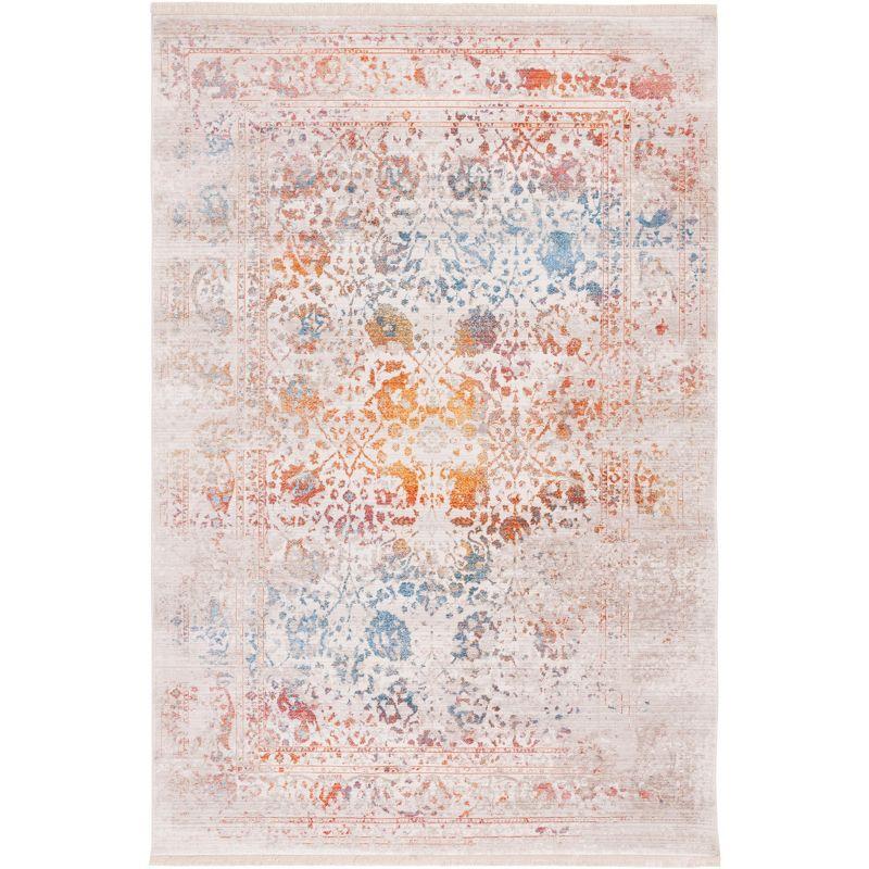 Multicolor Synthetic Easy-Care Hand-Knotted 4' x 6' Area Rug