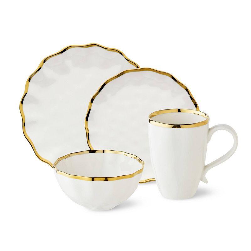 Certified International Regency Gold 16-Piece Porcelain Dinnerware Set for 4 – Luxury Gold-Rimmed Plates, Bowls & Mugs – Elegant, Dishwasher-Safe Tableware for Formal Dining, Entertaining & Special Occasions