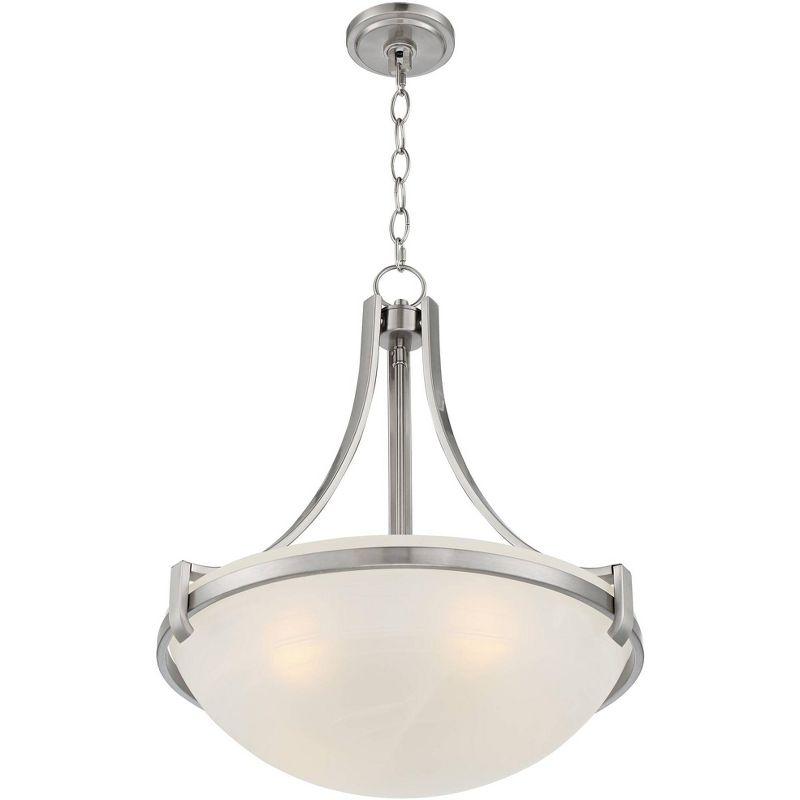 Regency Hill Mallot Brushed Nickel Pendant Chandelier 20" Wide Industrial Champagne Glass Bowl Shade 4-Light Fixture for Dining Room Kitchen Island