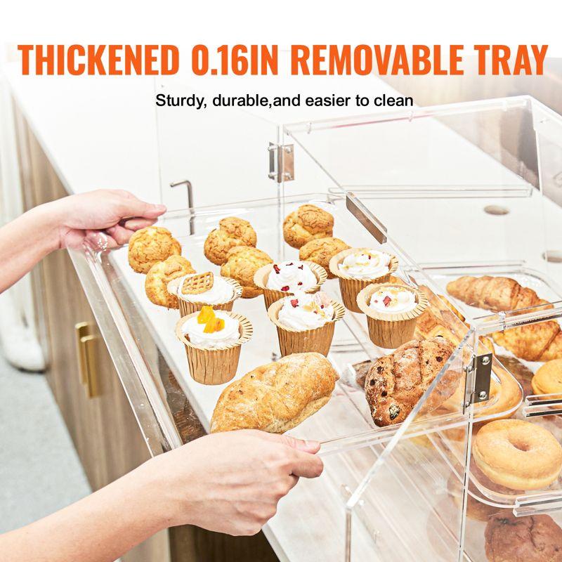VEVOR Pastry Display Case, 2-Tier Countertop Bakery Display Case, Acrylic Display Box with Rear Door Access & Removable Shelves, 20.7"x13.2"x11.9"