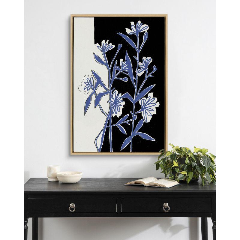 Kate and Laurel 679 Black White and Blue Floral by Teju Reval, 23x33, Natural