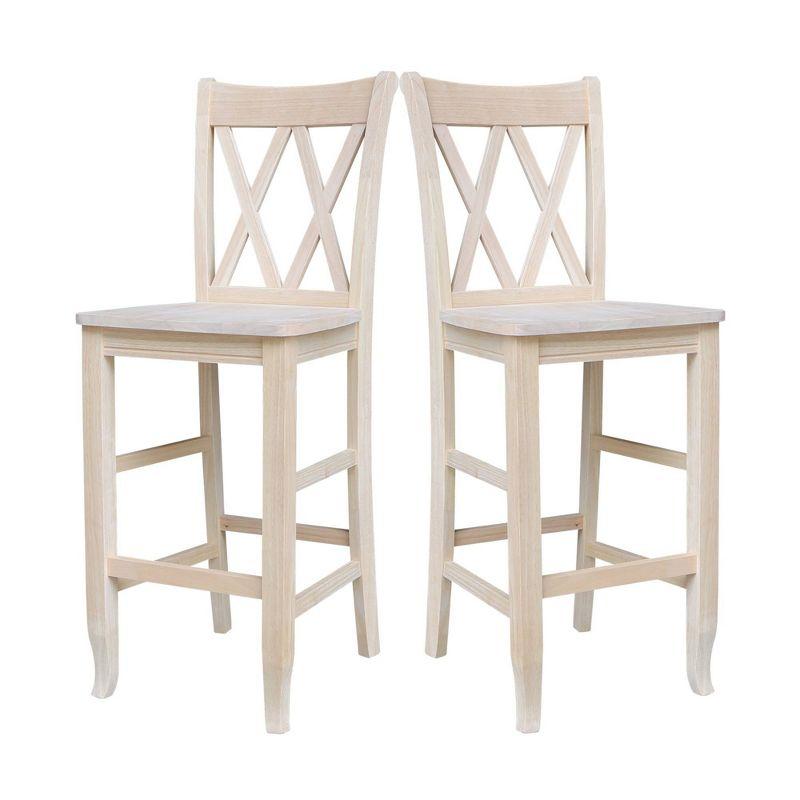 International Concepts 30" Double X Back Counter Height Barstool Unfinished: Solid Wood, Armless