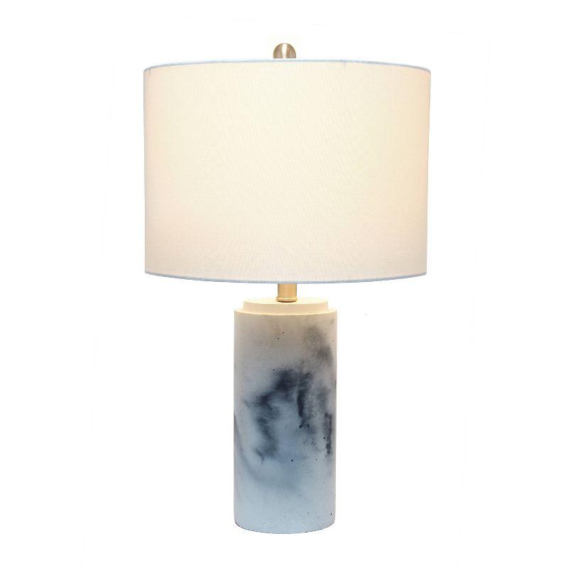 Lalia Home Marbleized Table Lamp with Fabric Shade White: Modern Drum Shade, Metal & Concrete Body, UL Listed