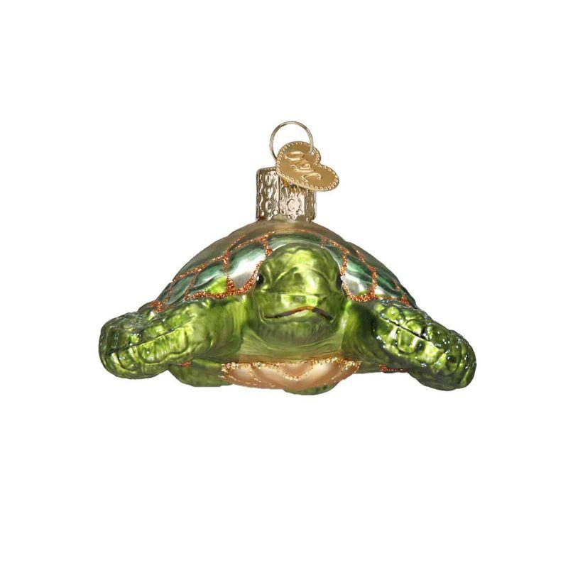 Old World Christmas Green Sea Turtle  -  One Glass Ornament 1.75 Inches -  Ornament Ocean Tortoise  -  12167  -  Glass  -  Green