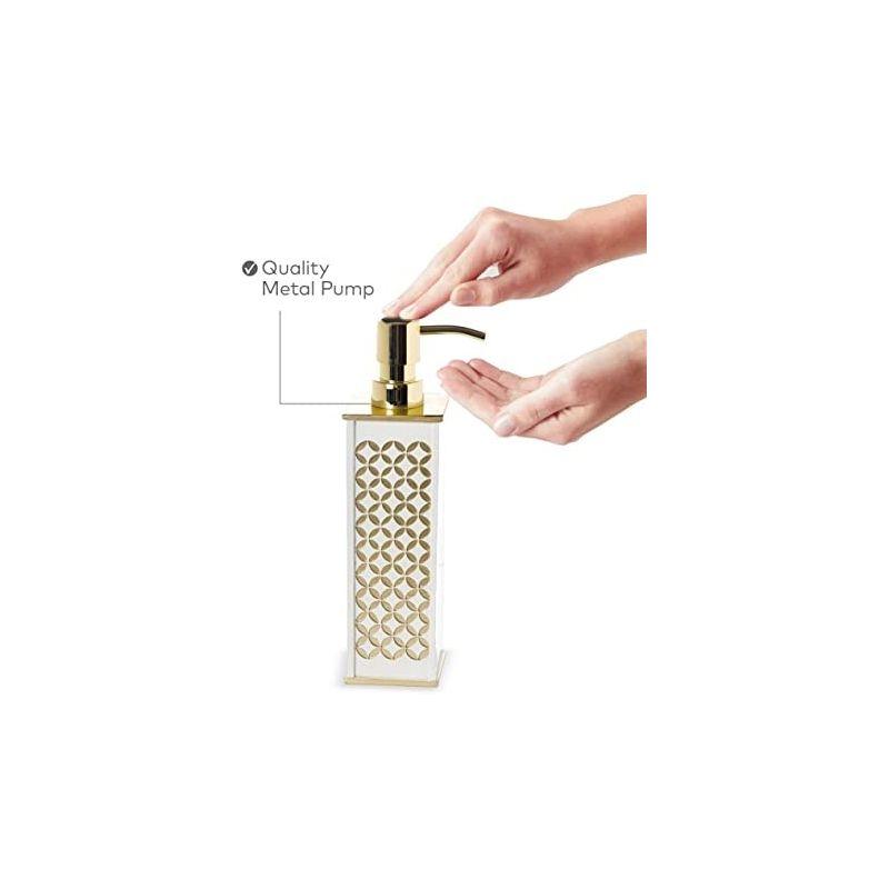 White and Gold Diamond Lattice 4-Piece Bathroom Accessories Set