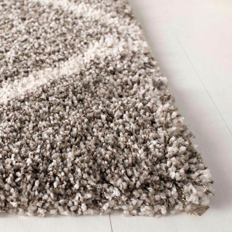 Diamond Weave Grey & Ivory Synthetic 9' x 12' Shag Area Rug