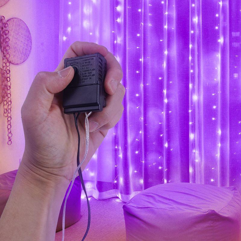Twinkle Star 300 LED Window Curtain String Lights for Christmas, Wedding, Party, Garden, Indoor & Outdoor Decor - Purple