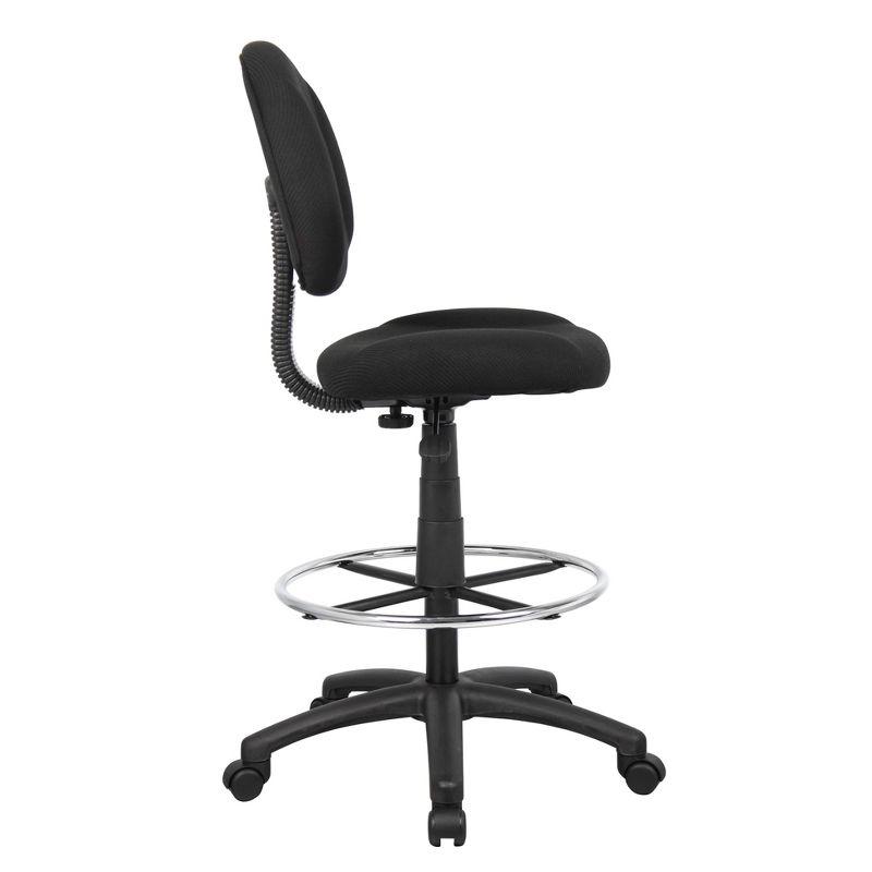 ErgoFlex Black Nylon Adjustable Drafting Swivel Chair with Footring